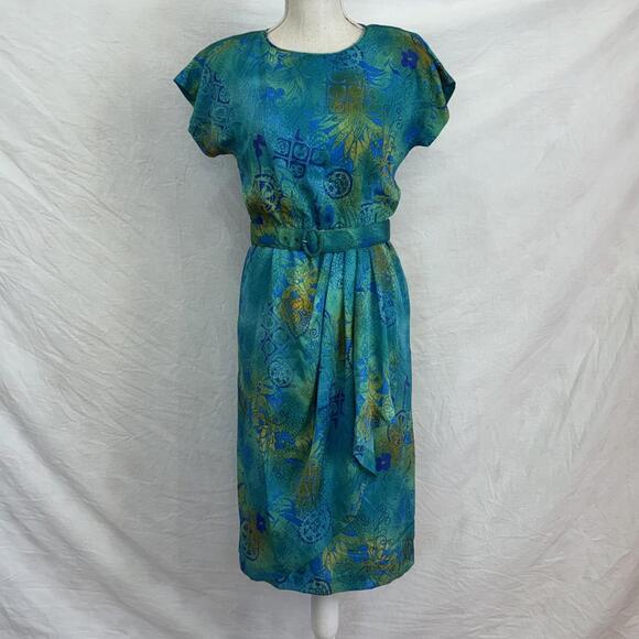 Dresses & Skirts - Vtg 80s Hawaiian print midi dress sz 6